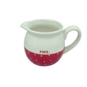 Rae Dunn Pour. Red Polka Dot Pitcher Creamer Farmhouse Style